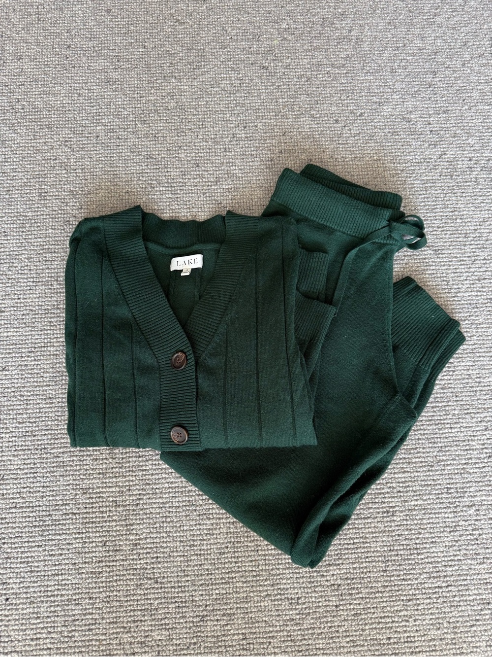 Lake Nora Pajama Set Cardigan Joggers Green Small V-Neck Button Down